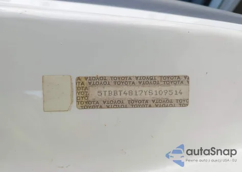 2000 Toyota Tundra Ltd V8 from USA, damaged, VIN 5TBBT4817YS109514